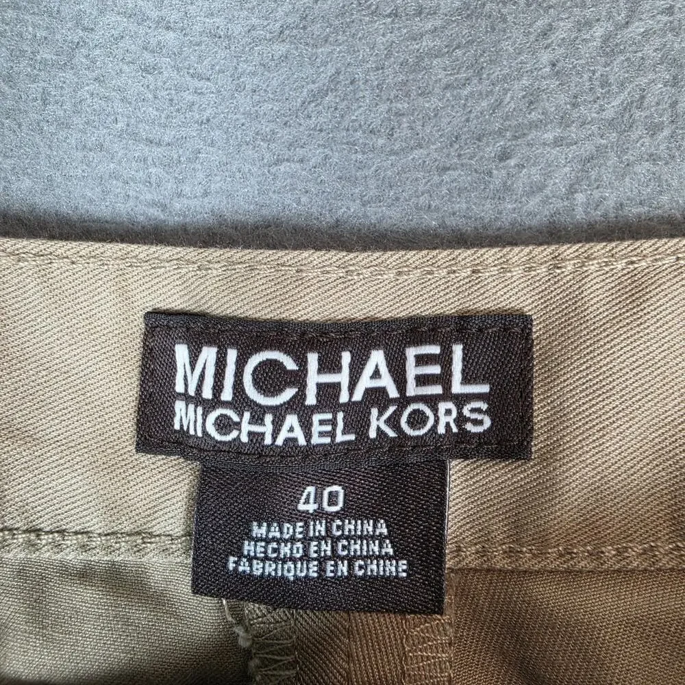 Michael Kors Men's Khaki Chino Shorts Size 40 NWT Flat Front Casual MSRP $90